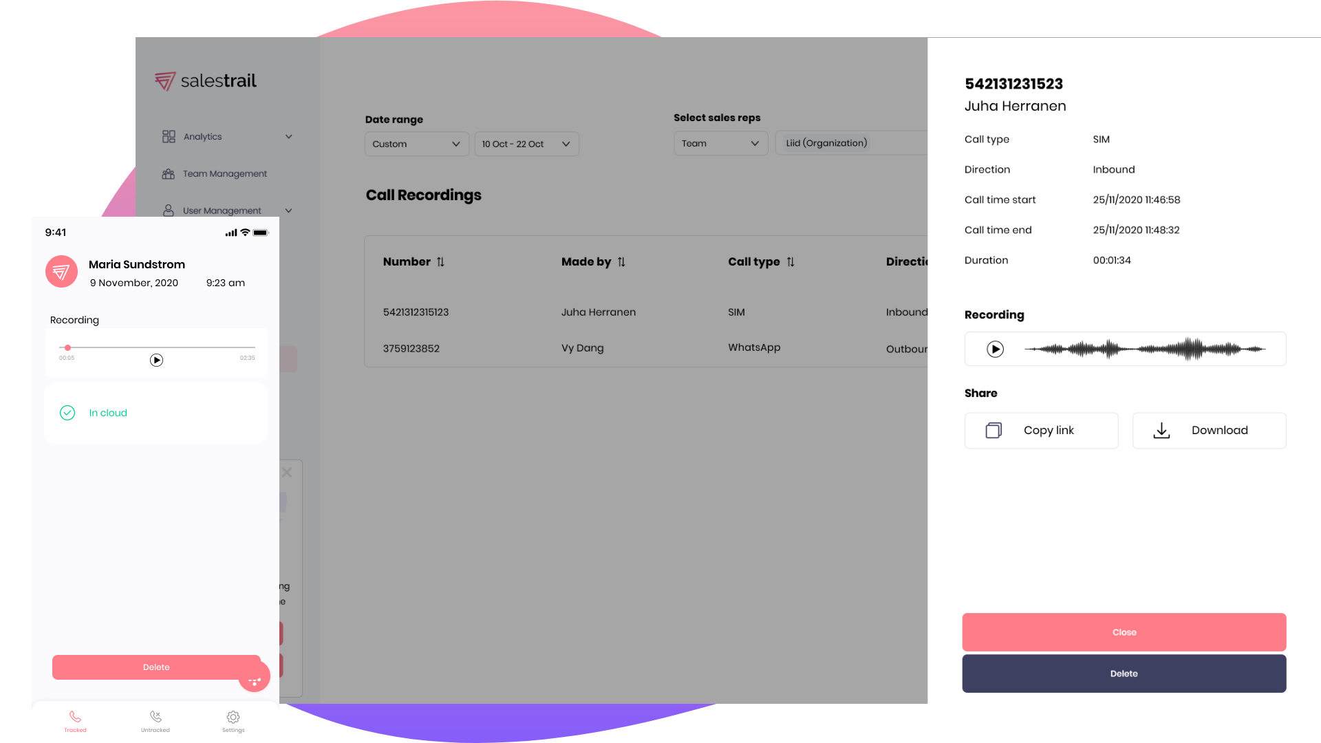 Call recording dashboard and app-1